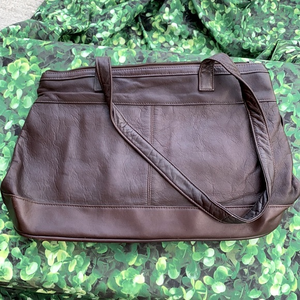 Vintage Genuine Colombian Leather Laptop Briefcase Tote Brown Shoulder Bag